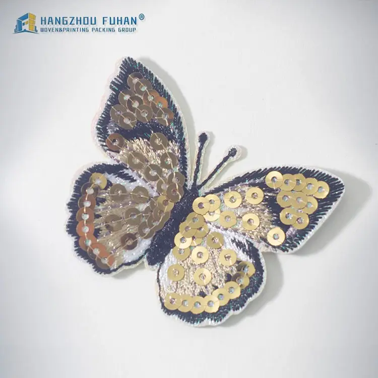 Custom Garment Butterfly Sequin Custom Embroidery Badges