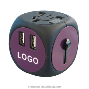 Adaptador de enchufe de viaje Cubic, convertidor de salida internacional con doble potencia USB - Product Image 2