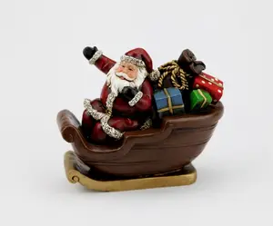Vintage Christmas Resin Santa Claus with Gifts in Sleigh Wholesale