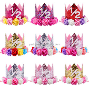 Joyeux premier anniversaire fête chapeaux décor un anniversaire chapeau princesse couronne 1st 2nd 3th an numéro bébé enfants cheveux accessoire - Product Image 3