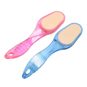 Ready to ship wholesale cheap 4 colors pumice stone dry plastic hand foot file double sided pedi foot file with long handle