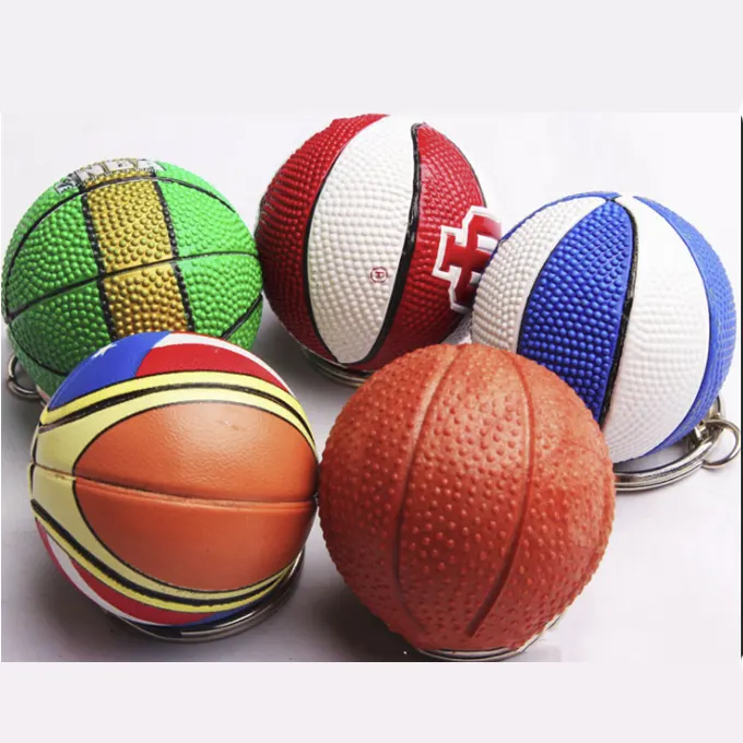 Hochwertiges Werbe geschenk Benutzer definierter Gummi 3d Fußball Volleyball Basketball Schlüssel bund