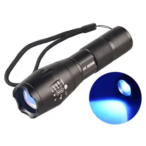 E17UV AAA oder 18650 zoomable 3 watt uv-led 365nm uv-licht taschenlampe