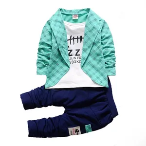 Costumes de Sport décontractés pour enfants, ensembles manteau veste T-shirt pantalon 3 pièces ensembles de vêtements pour enfants Style Gentleman