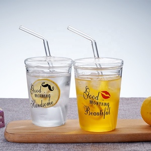 โลโก้ที่กำหนดเองแก้วแฟชั่นฟางถ้วยที่มีฝาปิดและฟาง - Product Image 5
