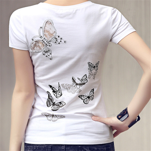Personalizzato 100% cotone delle signore di modo t-shirt Sexy Stretto Bianco t-shirt Manica Corta delle donne t-shirt - Product Image 3