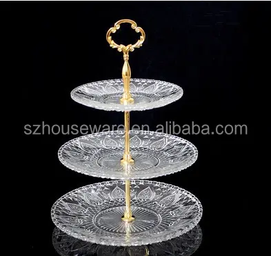 Cake Tray Cake Plates Clear Dishes & Plates Wholesale 3 Tier Glass 7 Days Fruit Stand Glass Decorative Glass Underplates Wedding