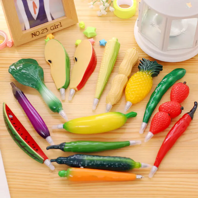 Милые кавайные пластиковые шариковые ручки с фруктами креативная шариковая ручка с овощами для детей канцелярские подарки