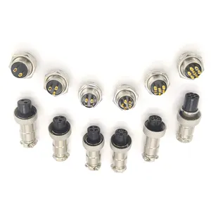 Supplier 2 3 4 5 6 7 contact IP55 gold plating panel mount male female circular plug socket cable GX12 GX16 Aviation connector