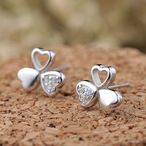 36 नए ब्रांकोस दिल के गहने 925 गहने चांदी के फूल भाग्यशाली क्वओवर इयररिंग्स महिलाओं के लिए चार पत्ती के थक्के - Product Image 6