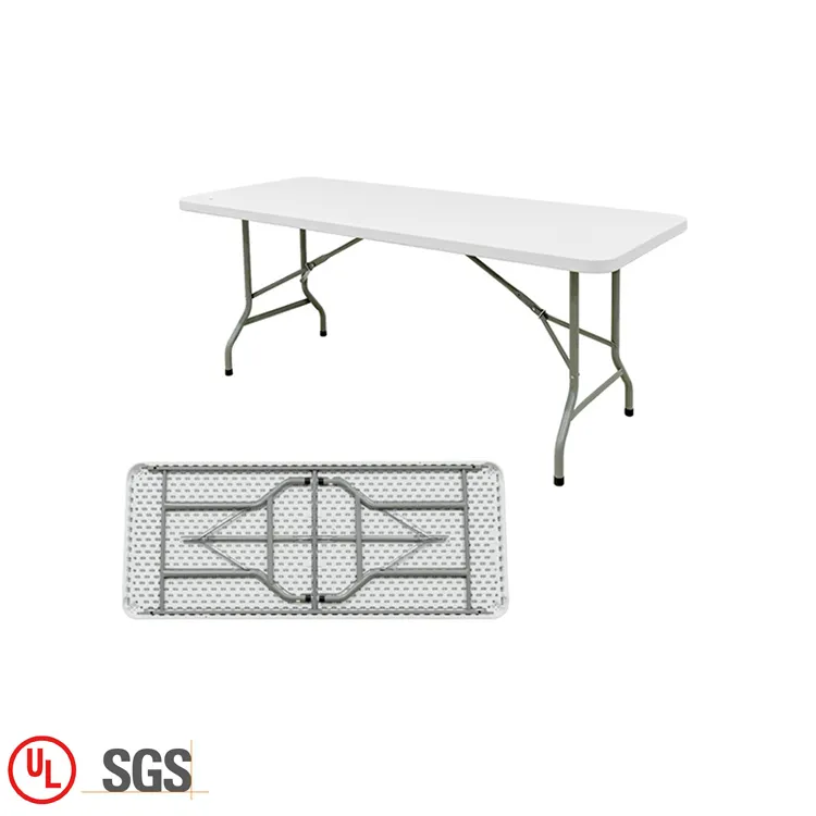 Wholesale waterproof folding dining tables white 6ft plastic folding table for wedding event