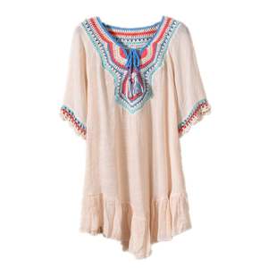 Minivestido veraniego estilo bohemio para mujer, Falda corta bordada transparente para playa, <span class=keywords><strong>2018</strong></span> - Product Image 5