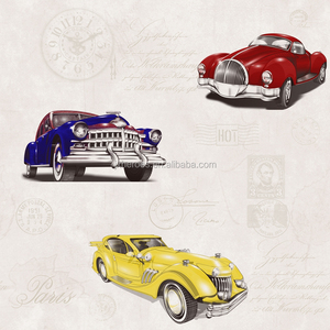 วอลเปเปอร์ลายการ์ตูนรถยนต์วินเทจ สำหรับห้องเด็ก - Product Image 4
