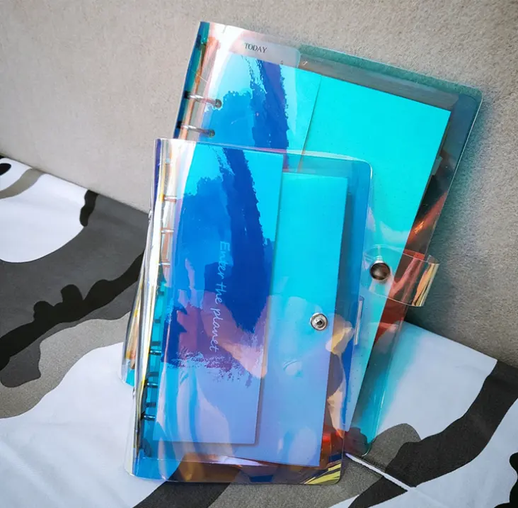 Новинка, Мягкая Лазерная Обложка из ПВХ, 4 кольца, 6 колец, папка для бумаги A4, A5, папка для файлов