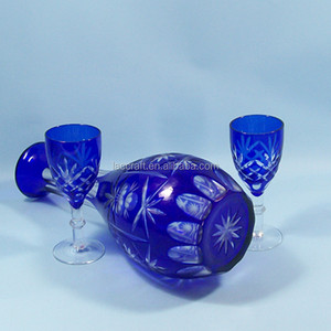 Bình Rượu Whisky Khắc Tay Phong Cách Bohemia Khác Nhau Tùy Chỉnh Nhà Máy Chấp Nhận Bình Đựng Rượu Màu Xanh Dương - Product Image 4