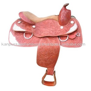 Selle de cheval occidentale de haute qualité faite à la main en cuir indien véritable - Product Image 3