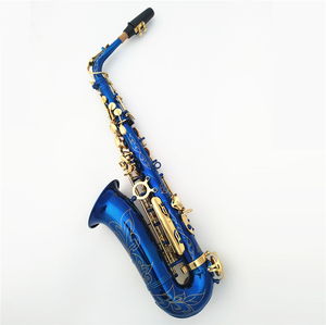 <span class=keywords><strong>Saxophone</strong></span> <span class=keywords><strong>Alto</strong></span> de couleur peinture bleue de haute qualité avec touches dorées - Product Image 4