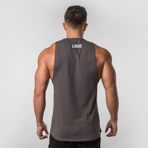 Débardeur de gymnastique pour hommes en polyester, coton et spandex, respirant, <span class=keywords><strong>sans</strong></span> manches, avec logo imprimé pour le fitness. - Product Image 2