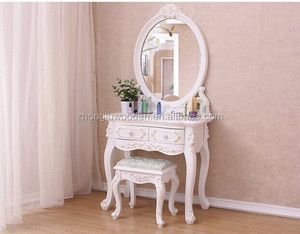 Tavolo da Toletta <span class=keywords><strong>Bianco</strong></span> Scrivania da Trucco Shabby Chic con Specchio e Sgabello - Product Image 5