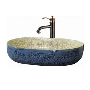 New design hand painted oval ceramic moroccan sink basin