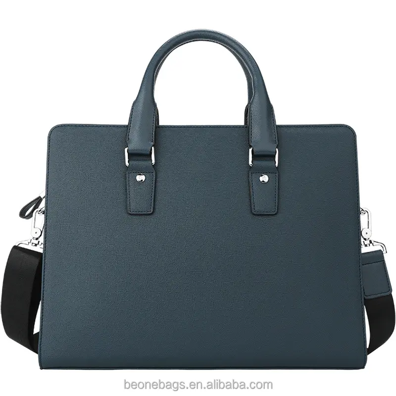 Executive Mens Leather Briefcase สำหรับแล็ปท็อปพร้อมช่องเสียบการ์ดและที่ใส่แท็บเล็ต