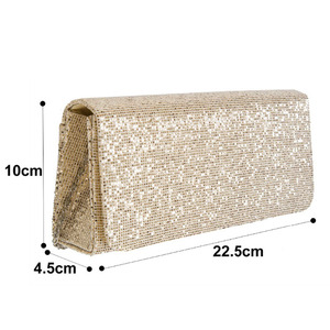 Herald Fashion — <span class=keywords><strong>sac</strong></span> à main de soirée <span class=keywords><strong>pour</strong></span> femmes, pochette de soirée à paillettes Vintage, <span class=keywords><strong>sac</strong></span> à bandoulière <span class=keywords><strong>doré</strong></span> scintillant - Product Image 5