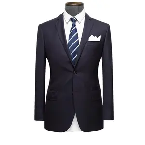 Factory directly supply an-ti wrinkle men slim wedding suits navy blue wool coat pant designs mens suits three pieces suit