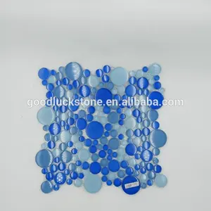 Mosaico di vetro di cristallo della bolla rotonda blu penny rotonda mattonelle di mosaico per piscina