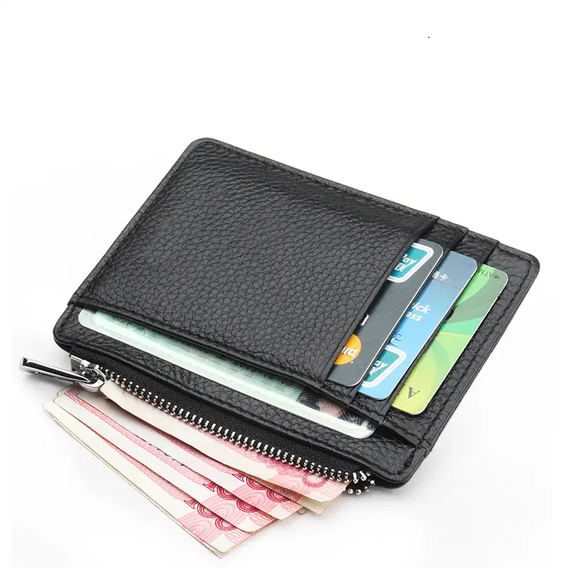 Yeni deri para klip ince ince cüzdan kimlik kredi kartı tutucular