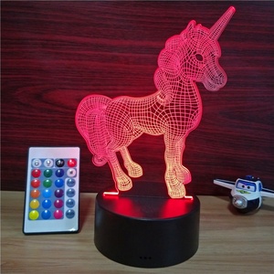 Cartoon Cute Unicorn Acrylic LED Lamp 3D Baby Night <strong>Light</strong> <strong>Sleeping</strong> Lighting with 24 Keys Remote RGB Controller - Product Image 3