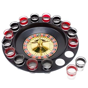 Acrylic Roulette Drinking Game with 16 Black and Red Shot Glasses