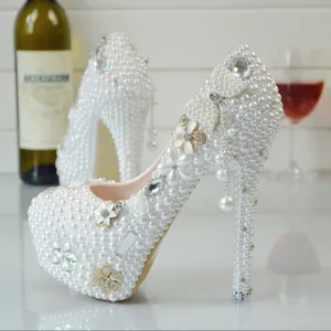 BS031 Nieuwe Witte Kleur Strass Bruiloft Hoge Schoenen Vrouwen Up Hak Platform Schoen Plus Size 34-43 Vrouwen party Schoenen