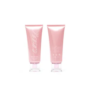 Pemeras Kosmetik 60Ml Pink Mengilap, Tabung Plastik Lembut dengan Topi Plastik