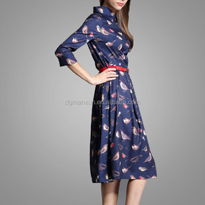 Moda otoño 2016 Primavera de Europa y América 3/4 manga prom del <span class=keywords><strong>vestido</strong></span> de bola y <span class=keywords><strong>vestido</strong></span> de cóctel con cinturón - Product Image 3