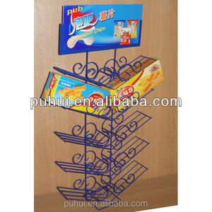 Tazza di cibo contenitore di esposizione stand da pavimento multi tiers filo rotante snack <span class=keywords><strong>display</strong></span> <span class=keywords><strong>rack</strong></span> con supporto del segno - Product Image 3