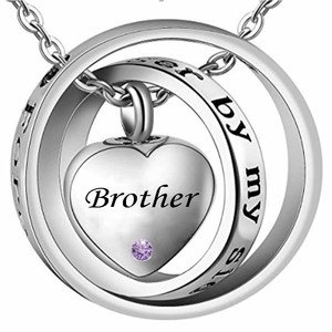 Collar tallado forever in my heart, colgante de urna de cremación <span class=keywords><strong>para</strong></span> Brother, piedra de nacimiento - Product Image 1