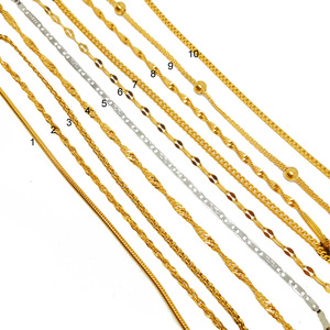 Collier de chaîne en acier inoxydable, lien de chaîne bon marché, 2mm 18k <span class=keywords><strong>or</strong></span> véritable, collier en forme de vague d'eau, bijoux pour hommes garçons - Product Image 4