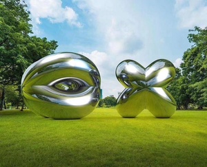 Escultura moderna personalizada de acero inoxidable, escultura grande de acero inoxidable para exteriores, esferas huecas de acero inoxidable para mirar - Product Image 3