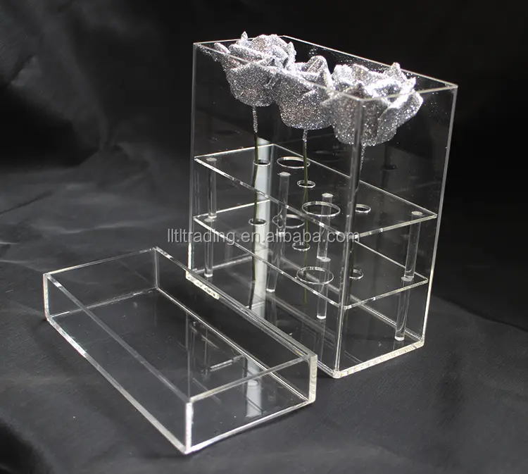 Kotak Mawar Plexiglass Transparan Kotak Foil Emas Mawar Kustom Mewah Kotak Hadiah Mawar Jumlah Kecil Minimum Grosir Diawetkan