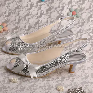 Chaussures de mariage brillantes à paillettes pour mariée, 2023