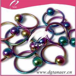 colorido de acero quirúrgico del grano en cautividad con anillo de la joyería piercing bcr - Product Image 1