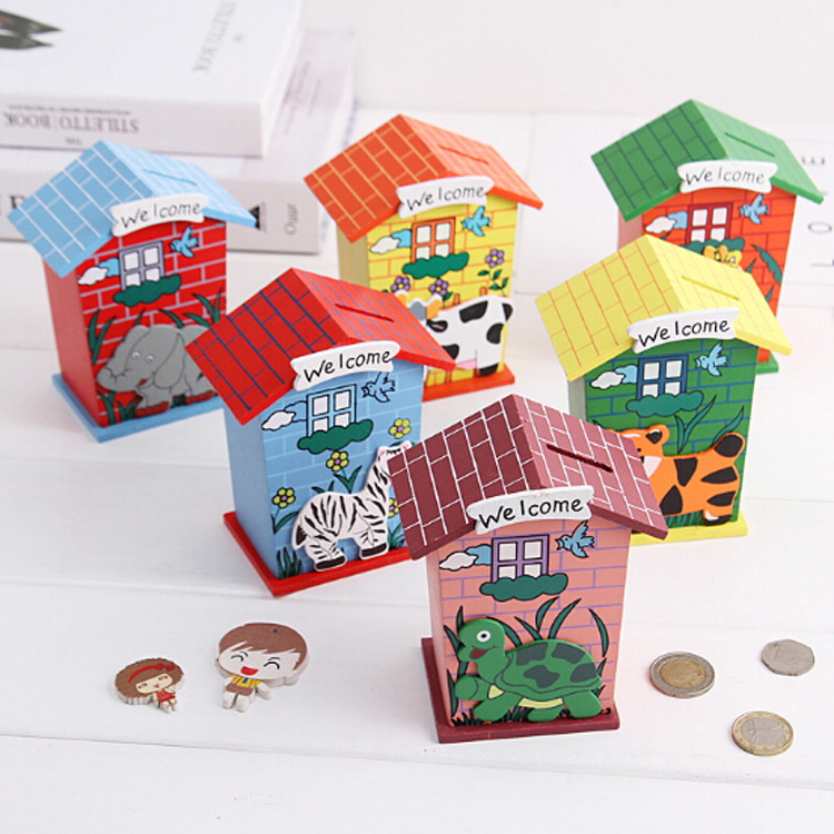 Nouvelle vente chaude en bois tirelire jolie maison tirelire pour enfants tirelire mignon