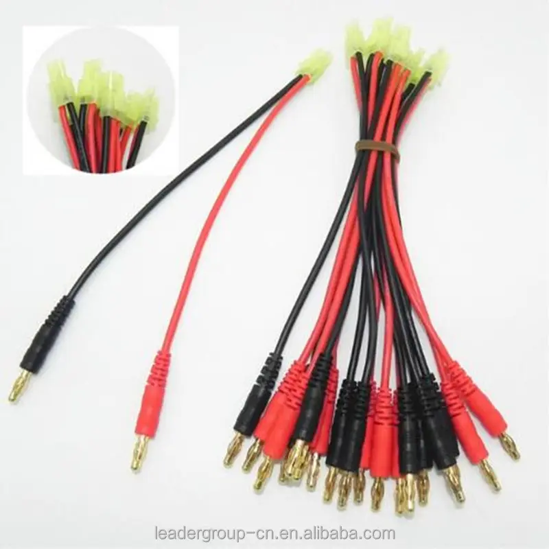 10 unids/lote mini conector tamiya a 4,0mm conector banana con alta temperatura de silicona de alambre 14 AWG cable de longitud 15cm