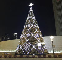 Décoration de Noël extérieure durable et étanche en forme de cône géant, arbre de Noël traditionnel 3D à LED pour l'usine