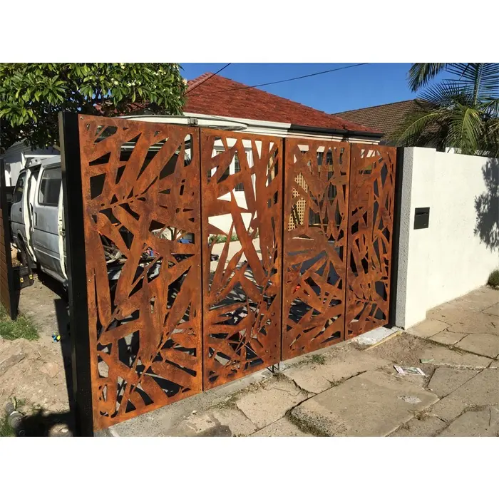 Decorative Laser Cut Corten Steel Garden Privacy Screen and Rusty look Gardening Panels Patina Color