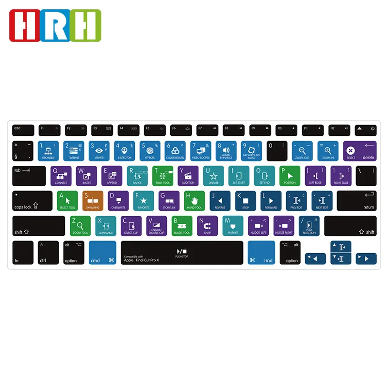 Final Cut Pro X Functional Hotkey Shortcut silicone keyboard cover laptop for Macbook Pro Air Retina 13" 15" 17" laptop skin