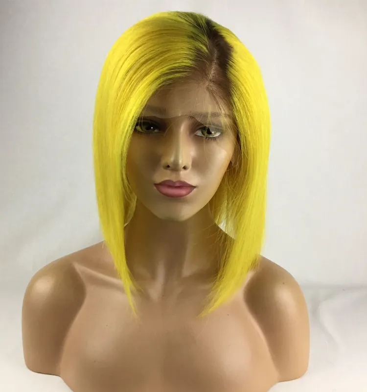 Peluca amarilla de alta calidad con encaje frontal, peluca de cabello humano de color amarillo con encaje frontal, densidad del 130%, 150% y 180%, aspecto más completo
