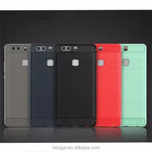 Shockproof 탄소 섬유 화웨이 Ascend P9 케이스 P 9 고무 화웨이 P9 라이트 2016 커버 p9 플러스 가방