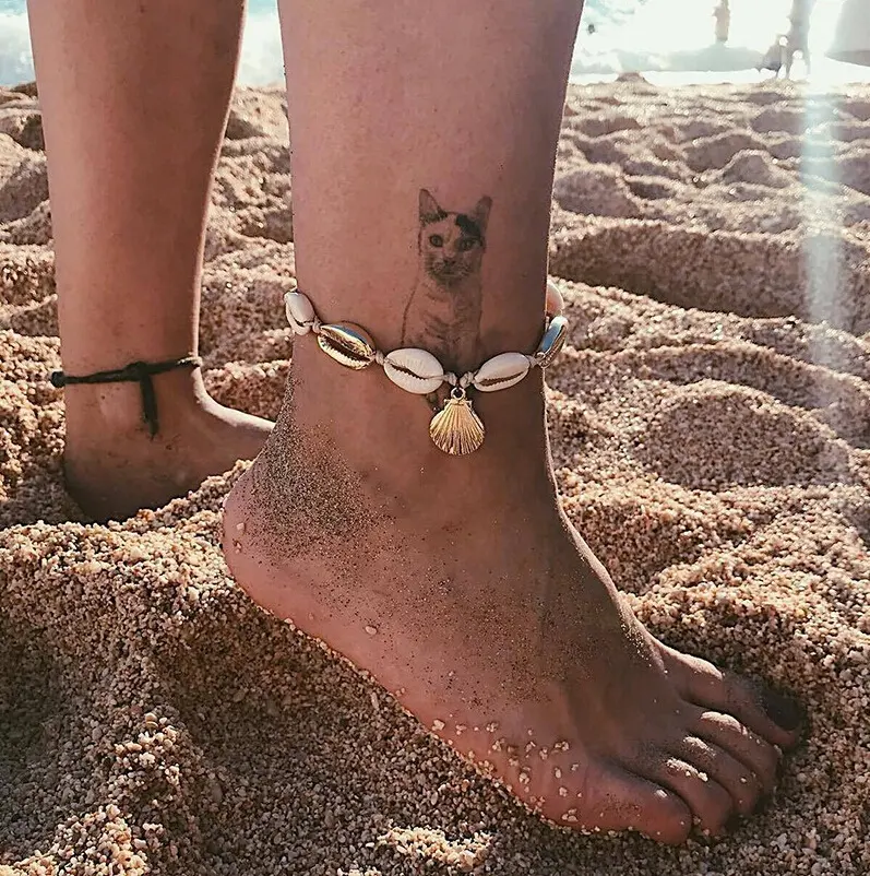Tornozeleira feminina, joia para os pés verão praia pés descalços, bracelete de tornozelo na perna para mulheres 2019