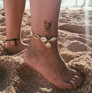 Natural de concha cuerda pulseras para las mujeres joyería de pie de playa verano descalzo pulsera tobillo en la pierna para las mujeres 2019